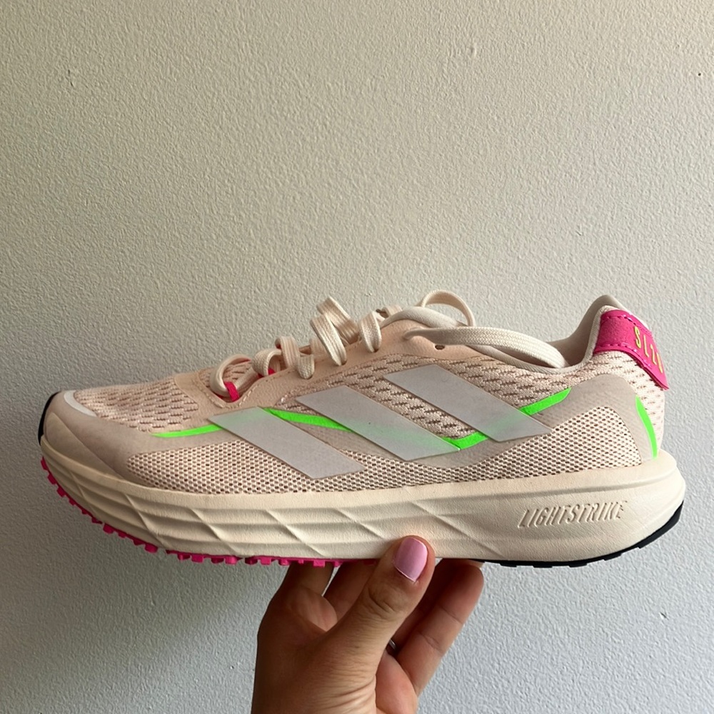 Adidas lightstrike. Very very light shoes.